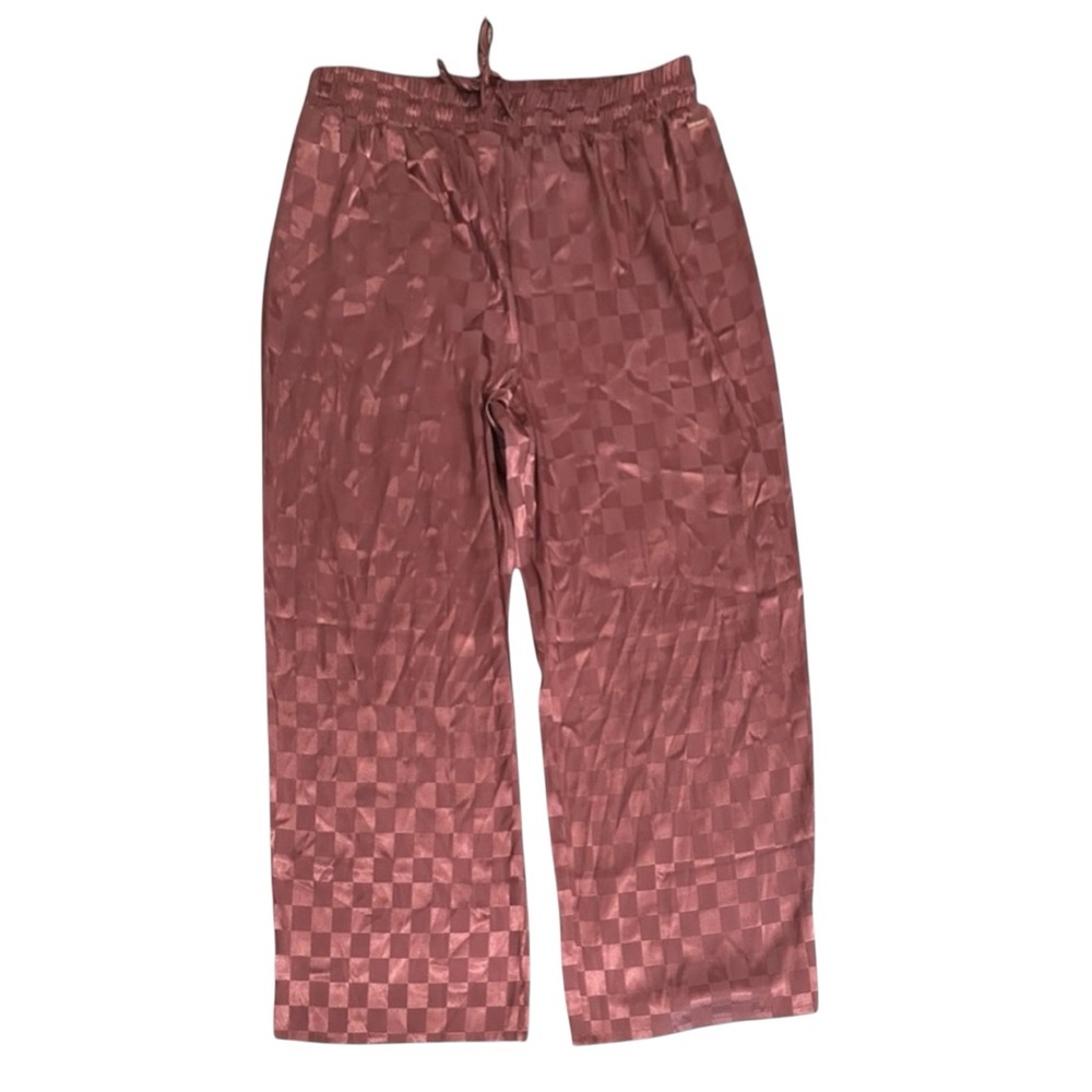 BCBGMAXAZRIA Women’s XL Pink Purple Checkered Silky Pajama Sleep‎ Pants